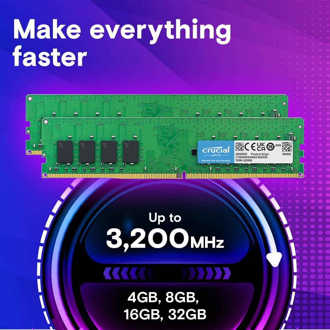 Crucial RAM 32GB DDR4 3200 MHz Desktop Memory CT32G4DFD832A, 10 Year Warranty thumbnail 2