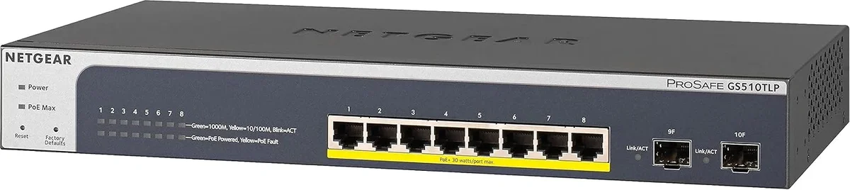 NETGEAR GS510TLP 10-Port Smart Managed Pro Gigabit PoE+ Switch | 8-Port PoE+ with 2 SFP Uplinks | 75W PoE Budget image 2