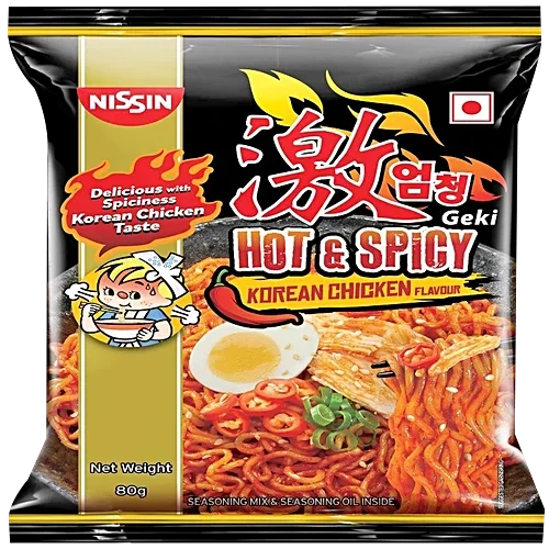 Nissin Geki - Hot & Spicy Korean Chicken Flavoured Ramen Instant Noodles, 80gm