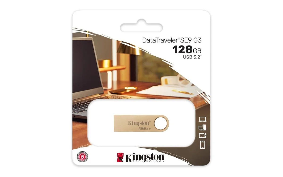 Kingston DataTraveler SE9 G3 128GB USB Flash Drive, USB 3.2 Gen 1, Speed Up to 220MB/s, Premium Metal Casing, DTSE9G3/128GB, 5 Year Warranty image 3