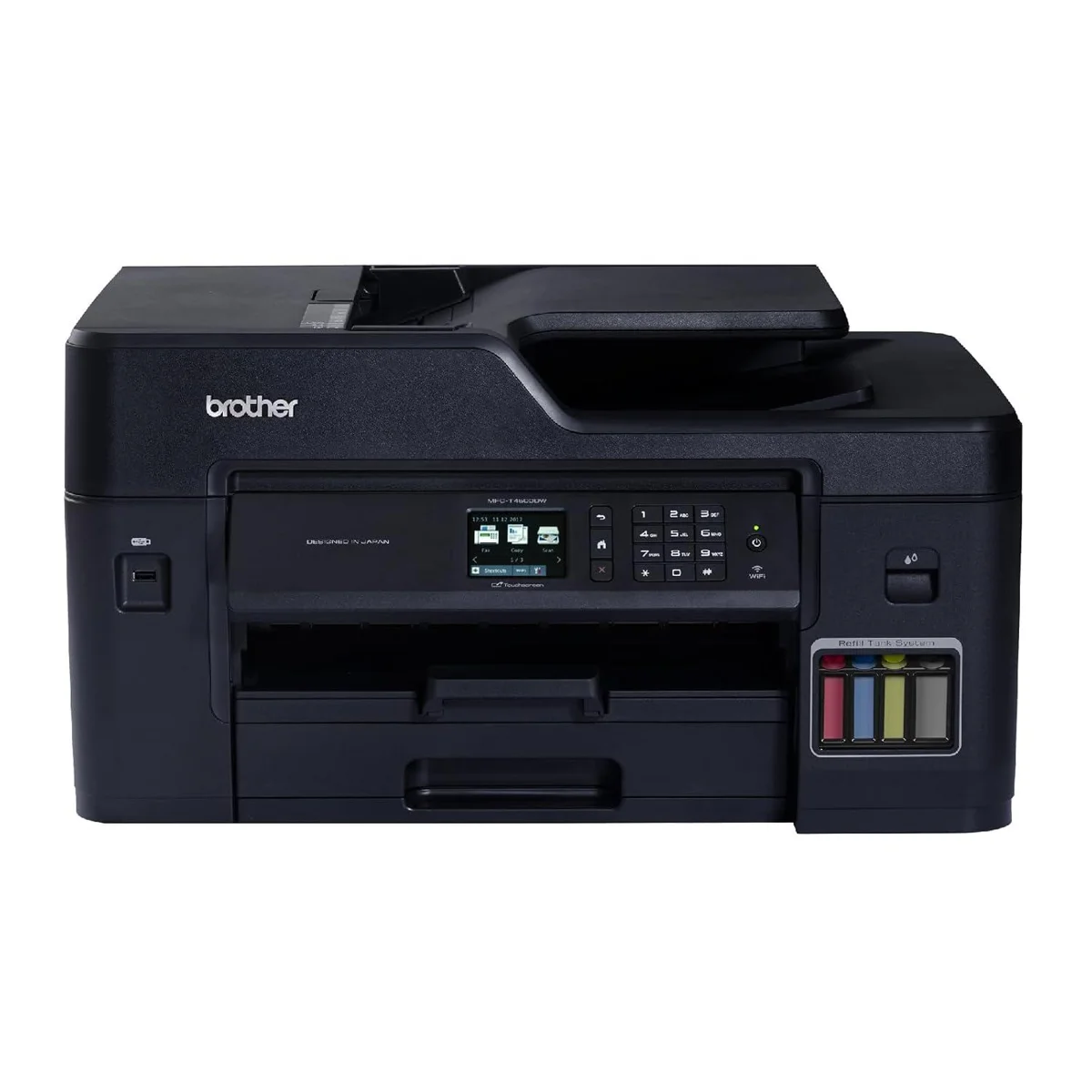 Brother MFC-T4500DW A3 Ink Tank Colour Multifunction Printer A3 Inkjet Printer |  11 PPM (Black)/ 10 PPM (Colour) | 128 MB | USB 2.0, Ethernet, Wireless or Wi-Fi | Print, Copy, Scan, ADF, Fax | Automatic Duplex | 1 Year Warranty
