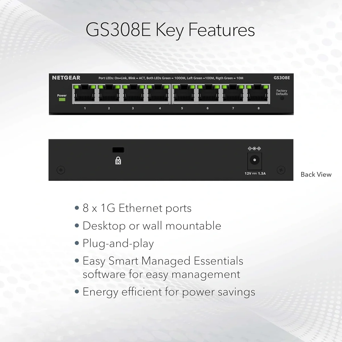 NETGEAR GS308E 8-Port Gigabit Ethernet Plus Switch | Smart Managed Desktop Network Switch image 2