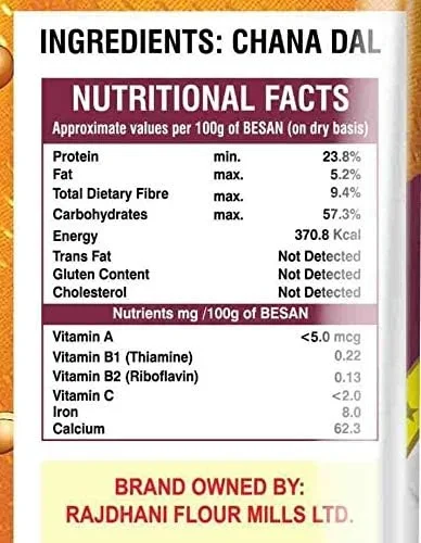 Rajdhani Organic Besan Flour 500g | 100% Chana Dal Besan for Cooking & Snacks image 8