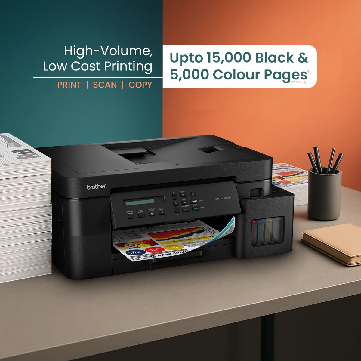 Brother DCP-T830DW Ink Tank Multifunction Printer with WiFi & Auto Duplex image 3