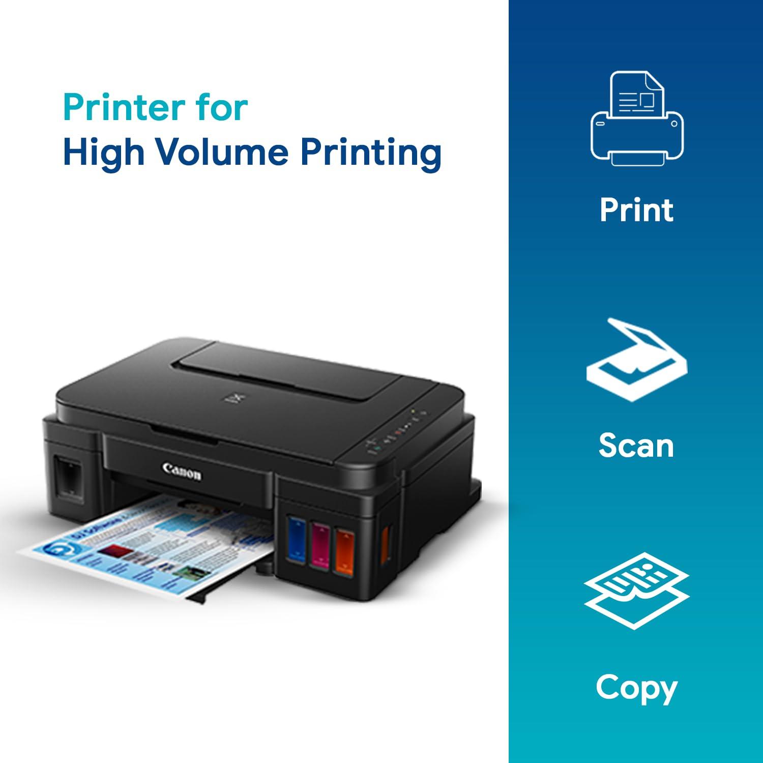 Canon PIXMA MegaTank G3000 A4 Ink Tank Colour Multifunction Printer | 8.8 IPM (Black) / 5.0 IPM (Colour) | USB 2.0, Wireless or WiFi | with 2 Additional Black Ink Bottles for Home and Office | 1 Year Warranty thumbnail 3