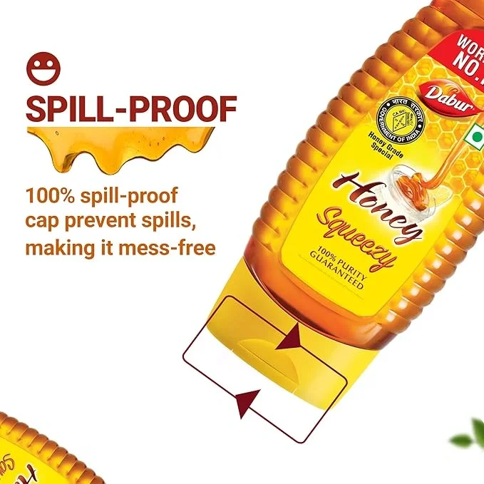 Dabur Honey Squeezy - 800g (400g x 2, Buy 1 Get 1 Free) | 100% Pure | World's No.1 Honey Brand with No Sugar Adulteration  image 3