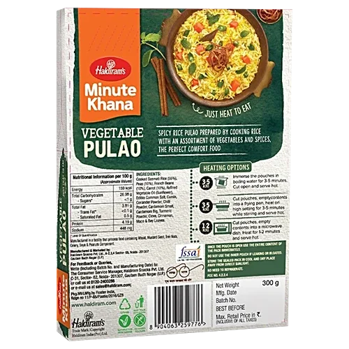 Haldiram's Minute Khana  Ready To Eat Vegetable Pulao, 200g image 4