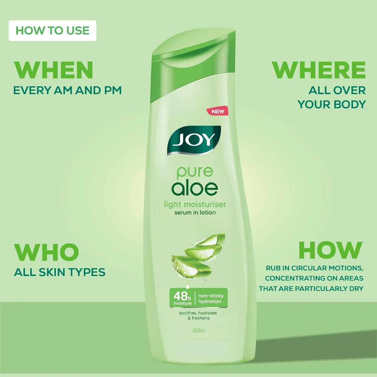 Joy Pure Aloe Light Moisturising Body Lotion, 100ml image 5