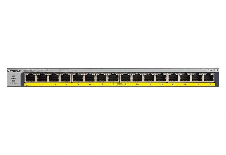 NETGEAR GS116LP 16-Port Gigabit PoE+ Ethernet Switch | Unmanaged Network Switch with 76W PoE Budget