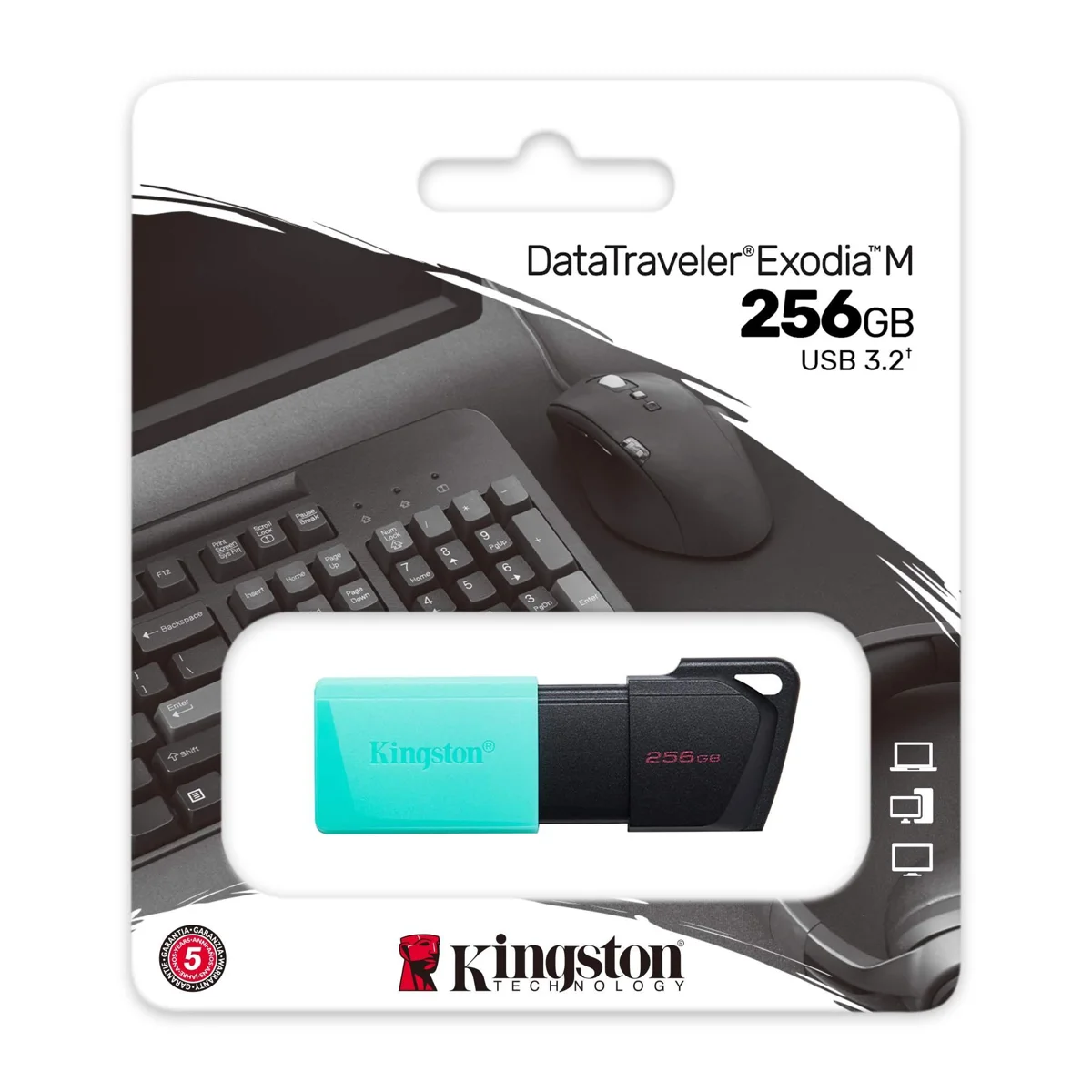 Kingston DataTraveler Exodia M 256GB USB-A Flash Drive USB 3.2 Gen 1 DTXM/256GBIN, Multicolour, 5 Year Warranty image 3