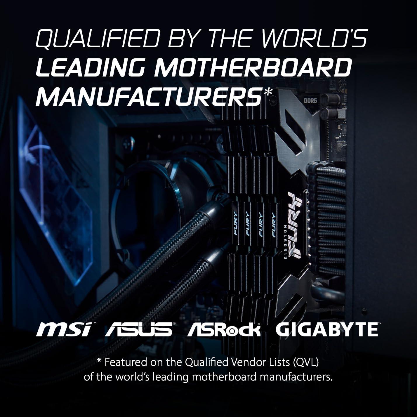 Kingston Fury Beast 32GB (2x16GB) 6000MT/s DDR5 RAM, CL32 DIMM Desktop Memory, With Heatsink, KF560C32RSK2-32, Black, 10 Year Warranty image 5