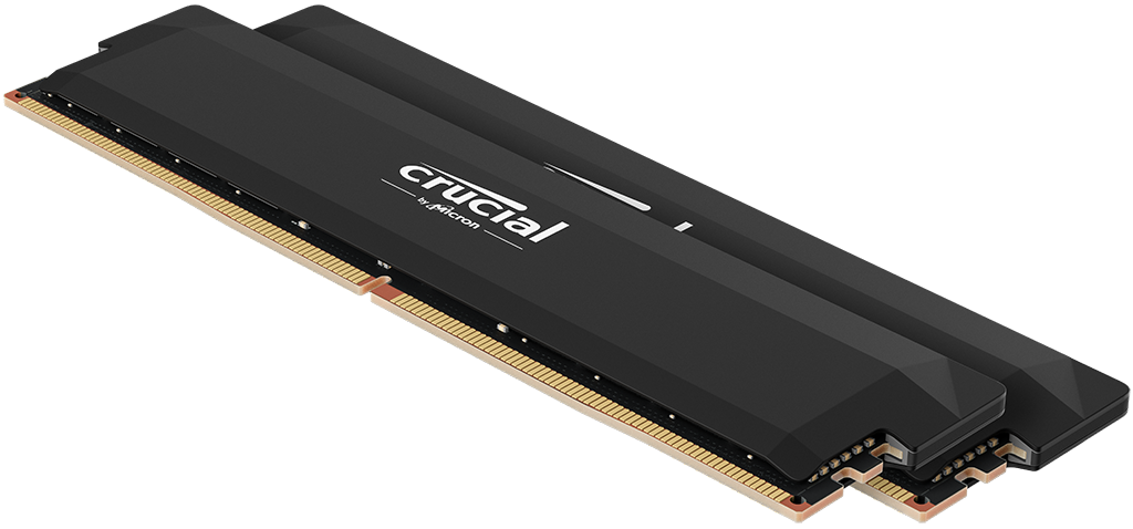 Crucial Pro 64GB Kit (2x32GB) DDR5 RAM 6000MHz OC Gaming Black Desktop RAM / Memory, CP2K32G60C40U5B, 10 Year Warranty