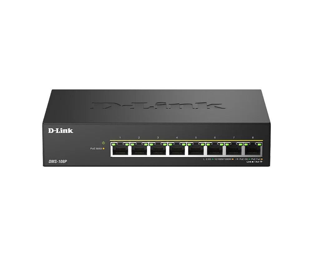 D-Link DMS-108P 8-Port 2.5G Multi-Gigabit PoE++ Unmanaged Desktop Switch
