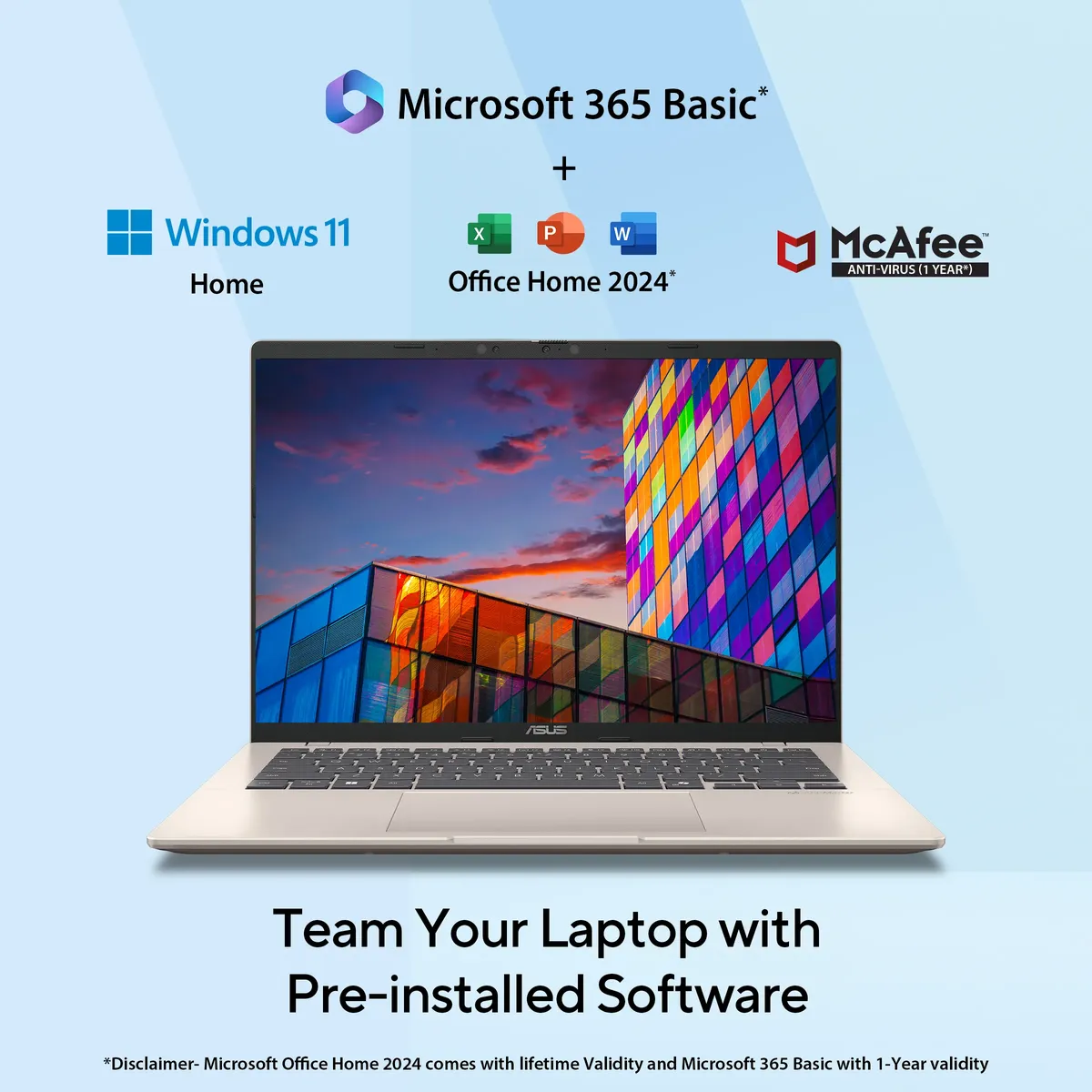 ASUS Vivobook 14, Qualcomm AI Powered Laptop, Snapdragon X X1 26 100, 16GB LPDDR5X, 512GB, Qualcomm Adreno GPU, 35.56 cms (14) WUXGA, Windows 11 Home with Office Home 2024 + M365 Basic (1 Year Validity), X1407QA-LY088WS, 1 Year Warranty image 8