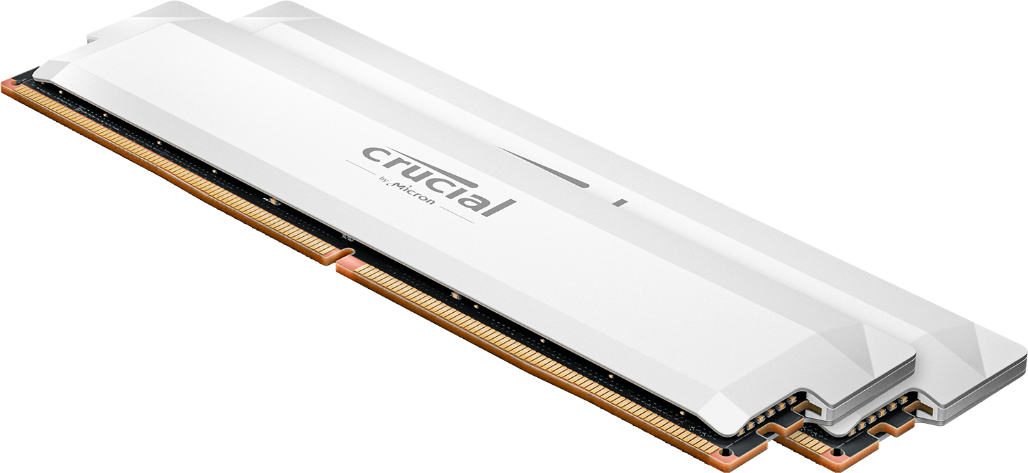 Crucial Pro 64GB Kit (2x32GB) DDR5 RAM 6400MHz OC Gaming White Desktop RAM / Memory, CP2K32G64C40U5W, 10 Year Warranty
