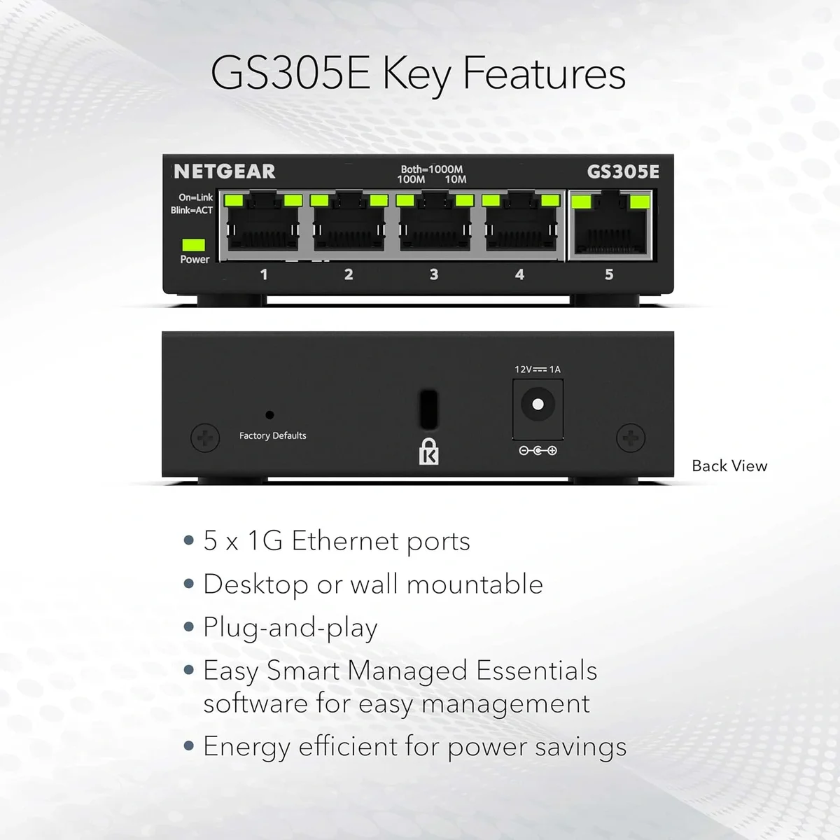 NETGEAR GS305E 5-Port Gigabit Ethernet Plus Switch | Smart Managed Desktop & Wall Mount Network Switch image 5