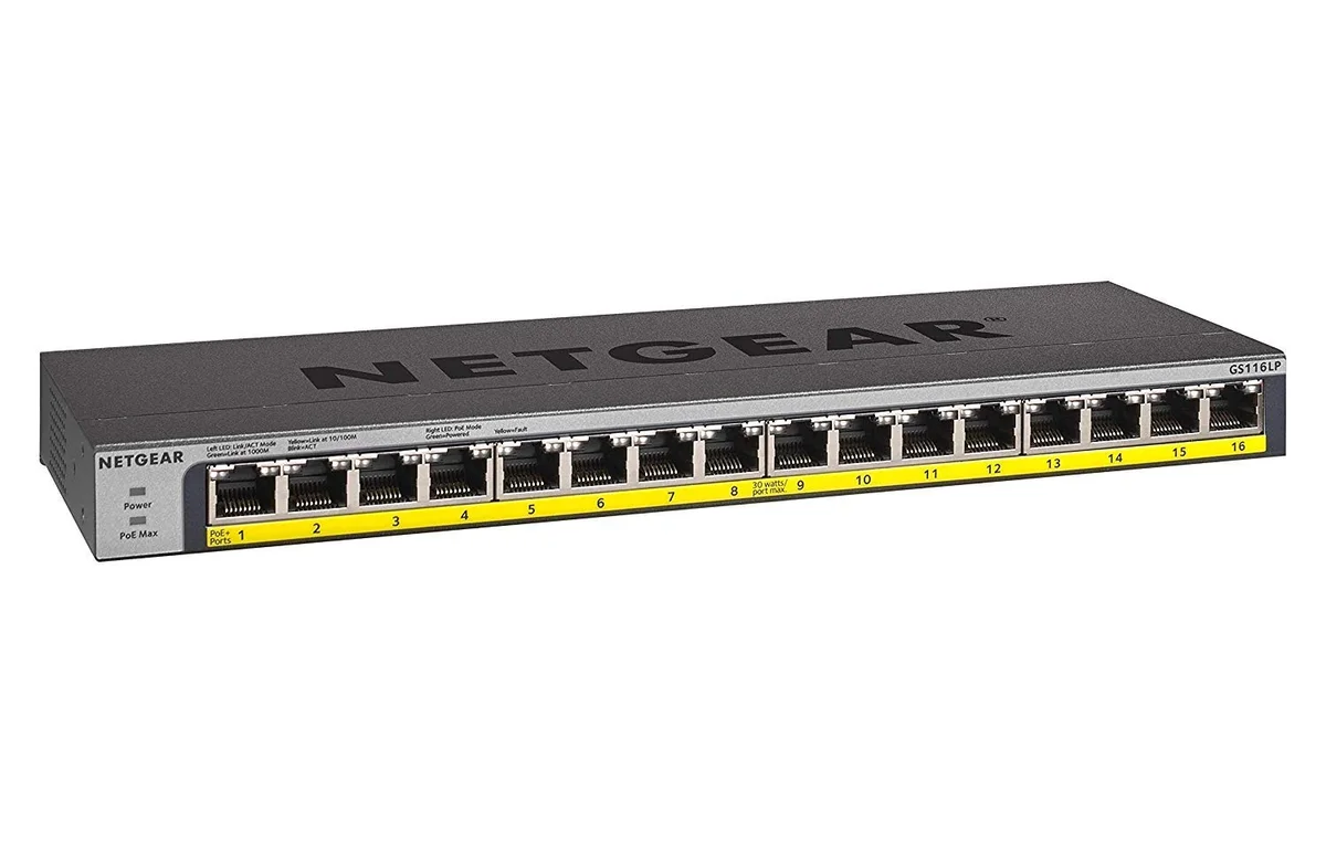 NETGEAR GS116LP 16-Port Gigabit PoE+ Ethernet Switch | Unmanaged Network Switch with 76W PoE Budget image 2