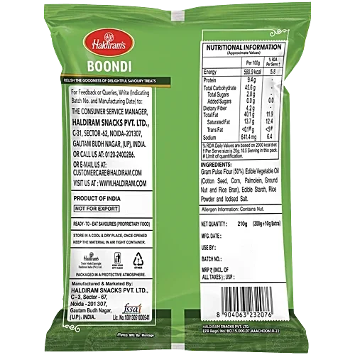 Haldiram's Boondi Plain,(200 gram+10 gram)210 gram[weight may vary] image 4