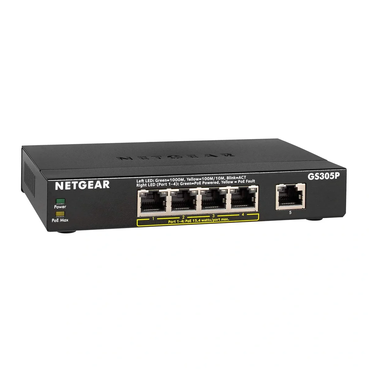 NETGEAR GS305P 5-Port Gigabit PoE+ Ethernet Switch | Unmanaged Plug & Play Network Switch for CCTV & IP Cameras image 3