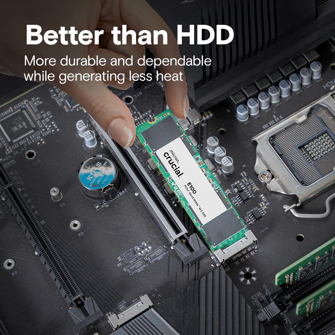 Crucial E100 1TB PCIe Gen4 NVMe M.2 SSD, Read and Write speeds up to 5000 & 4500 MBps, 3 Year Warranty thumbnail 4