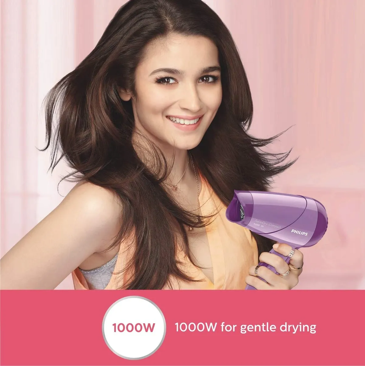 Philips HP8100/46 Purple Hair Dryer – Compact 1000W Hair Dryer for Everyday Use image 3