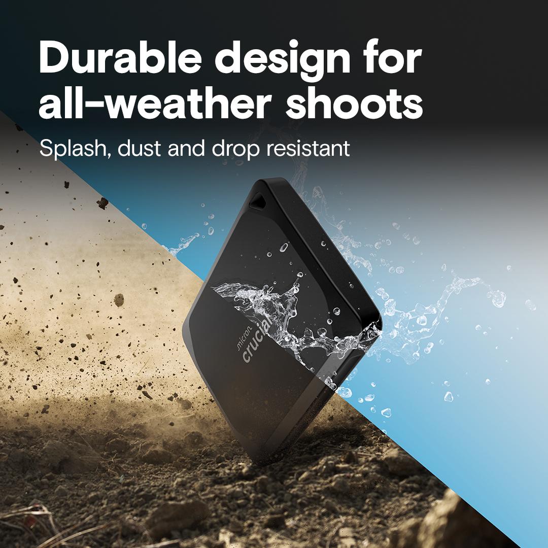Crucial X10 Pro 4TB Portable SSD, Read and Write speeds up to 2100/2000MB/s IP55 Water and Dust resistance, 7.5 feet/2 meters Drop Protection, 5 Year Warranty thumbnail 3
