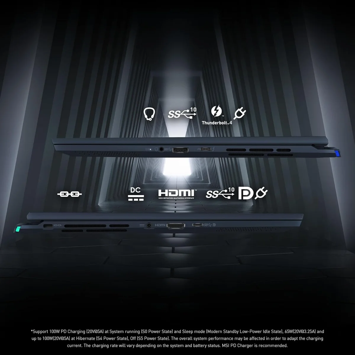 MSI Stealth 14 AI Studio, Core Ultra 7 155H, 16GB 5600 MHz DDR5 RAM or Memory, 1TB NVMe SSD, NVIDIA GeForce RTX 4060 DDR6 8GB, 14" FHD+(1920x1200), 165Hz Refresh Rate, IPS-Level, 100%sRGB(Typical), Windows 11 Home, Star Blue, 1.7 Kg, A1VFG-053IN, 2 Year Warranty image 11