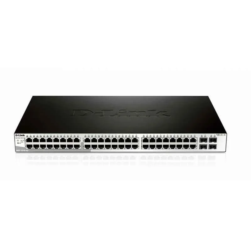 D-Link DGS-1210-52 Web Smart Gigabit Switch | 48× 10/100/1000Base-T Ports + 4× SFP Uplinks, Layer-2 Management, VLAN & QoS Support