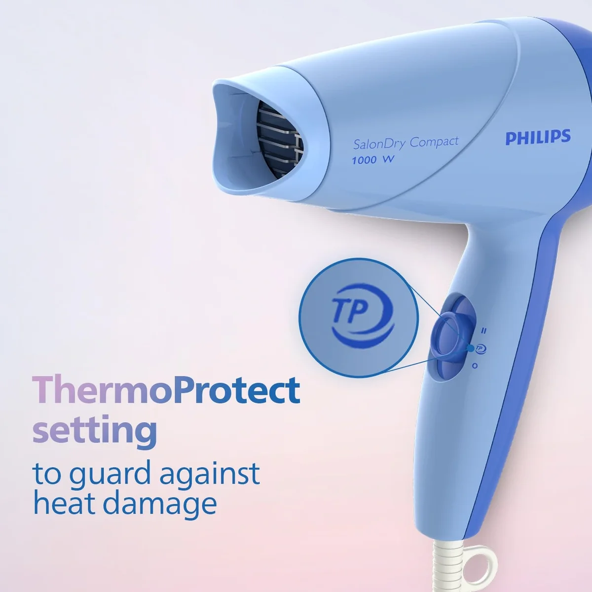 Philips HP8100/60 Blue Hair Dryer – Compact & Powerful 1000W Hair Care Solution image 7