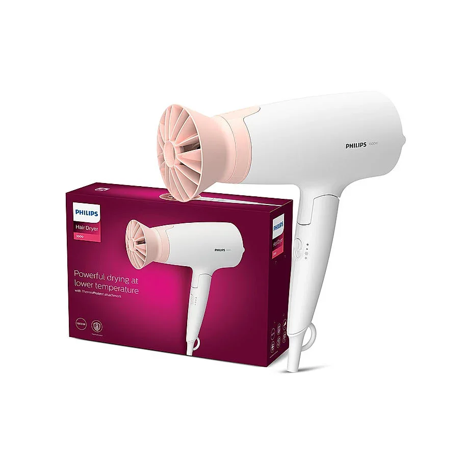 Philips BHD308/30 White Hair Dryer – Fast Drying with Ionic Care & ThermoProtect