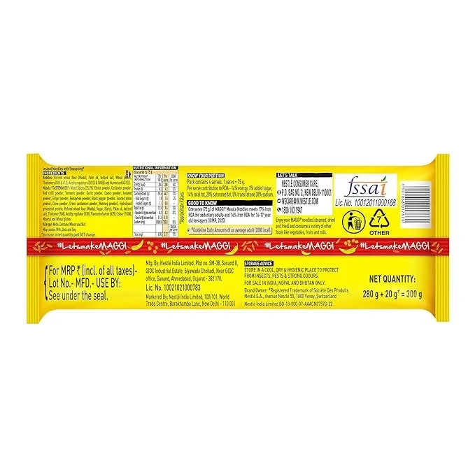 MAGGI 2-Minute Instant Noodles, Masala Noodles With Goodness Of Iron, 280g/300gm image 6