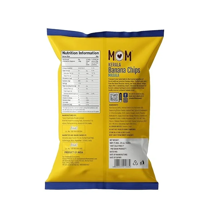  MOM - Meal of the Moment, Masala Banana Chips, Super Thin & Crispy | No Artifical Flavours | Zero Trans Fat, 75g image 2