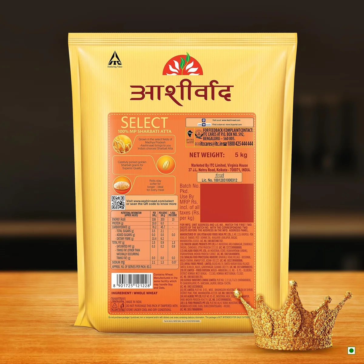 Aashirvaad Select, MP Sharbati Atta – 100%, Premium Whole Wheat Flour for Softer Rotis, 10kg, 0% Maida image 4