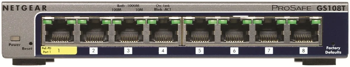 NETGEAR GS108T 8-Port Gigabit Ethernet Smart Managed Pro Switch