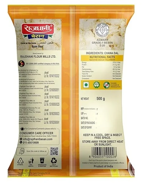 Rajdhani Organic Besan Flour 500g | 100% Chana Dal Besan for Cooking & Snacks image 2