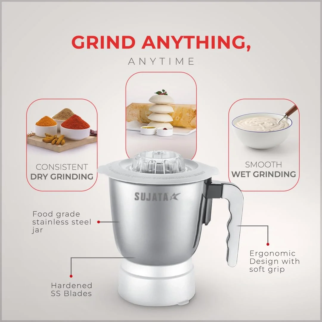 Sujata Powermatic Plus 900W Juicer Mixer Grinder with Double Ball Bearing Motor, 1 Year Warranty image 6