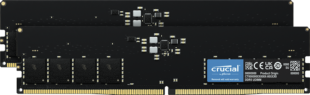 Image of Crucial 64GB Kit (2x32GB) DDR5 RAM 4800MHz Desktop RAM /  Memory, CT2K32G48C40U5, 10 Year Warranty