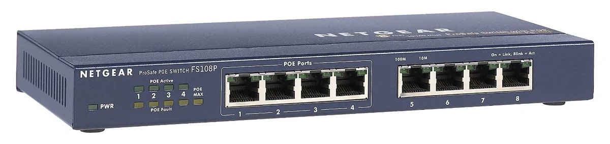 NETGEAR FS108P 8-Port Fast Ethernet PoE Switch | 4-Port PoE Desktop Network Switch