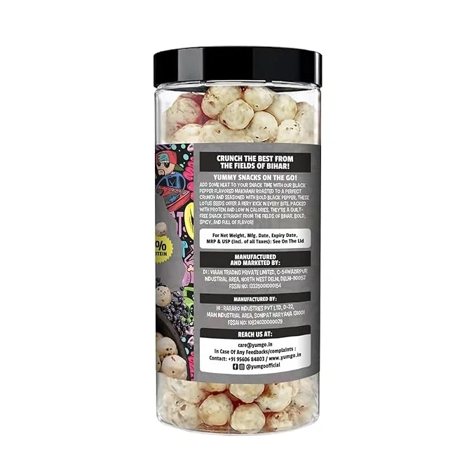 Yumgo Black Pepper Roasted Makhana, Crunchy Foxnuts, Lotus Seeds, 80gm image 7