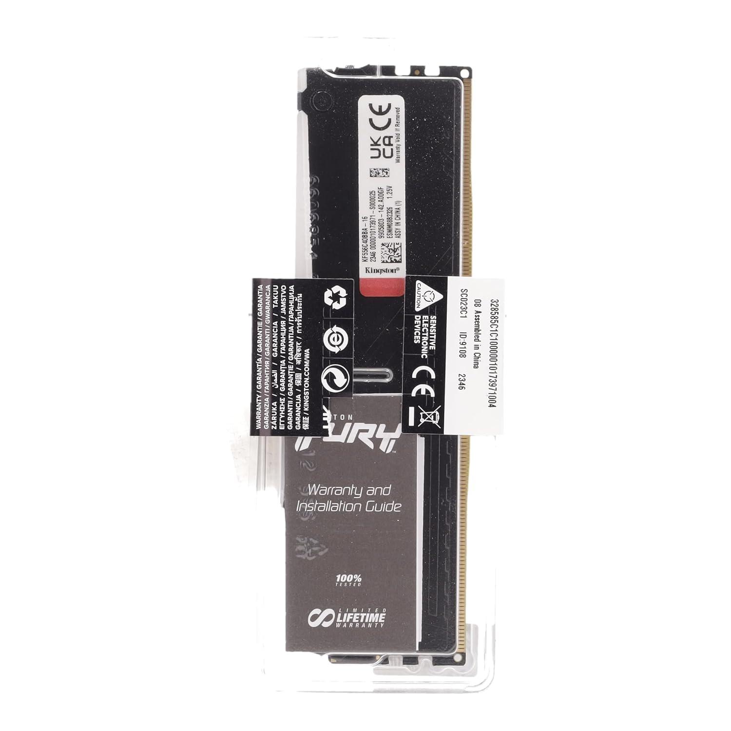 Kingston Fury Beast 32GB 5600MHz DDR5 RAM, CL40 DIMM Desktop Memory, With Heatsink, KF556C40BBA-32, Black, 10 Year Warranty image 6