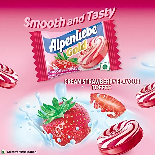 Alpenliebe Gold, Cream Strawberry Candy Pouch, 330gm image 2