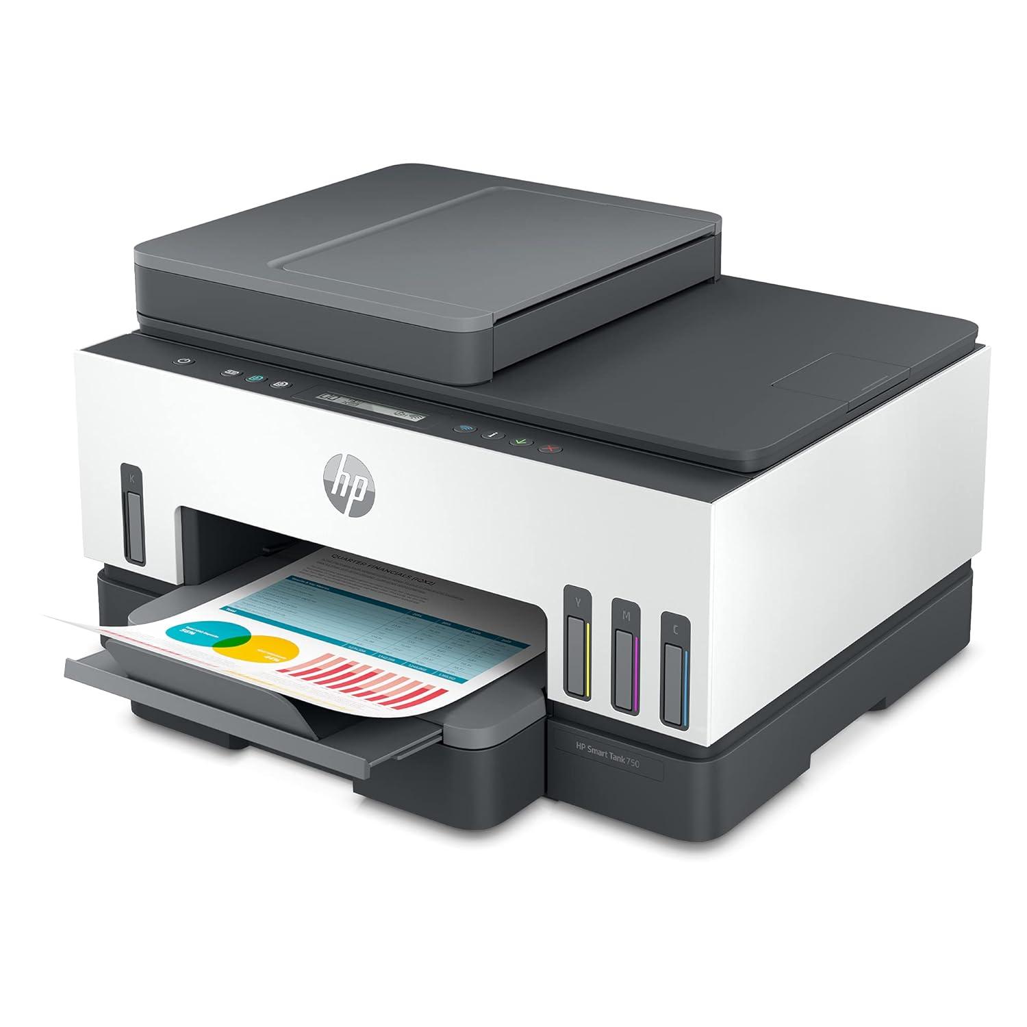 HP Smart Tank 750 A4 Ink Tank Colour Multifunction Printer | 23 PPM (Black) and 22 PPM (Color) | 256 MB | USB 2.0, Ethernet & Wireless or Wi-Fi | Print, Scan, Cope & ADF | Automatic Duplex | 1 Year Warranty thumbnail 3