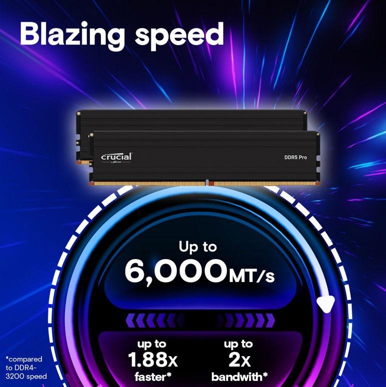 Crucial Pro 48GB Kit (2x24GB) DDR5 RAM 6000MHz Desktop RAM / Memory, CP2K24G60C48U5, 10 Year Warranty thumbnail 6