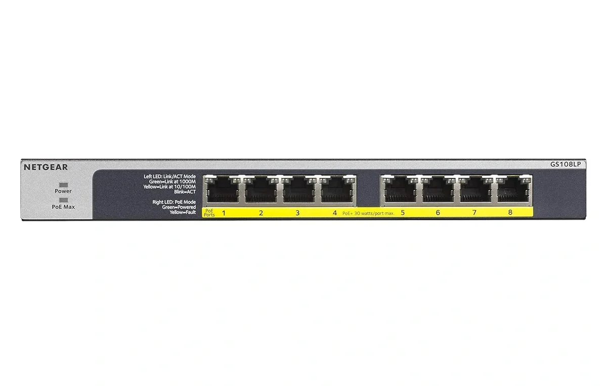 NETGEAR GS108LP 8-Port Gigabit PoE+ Ethernet Switch | Unmanaged Desktop & Wall Mount Network Switch image 2