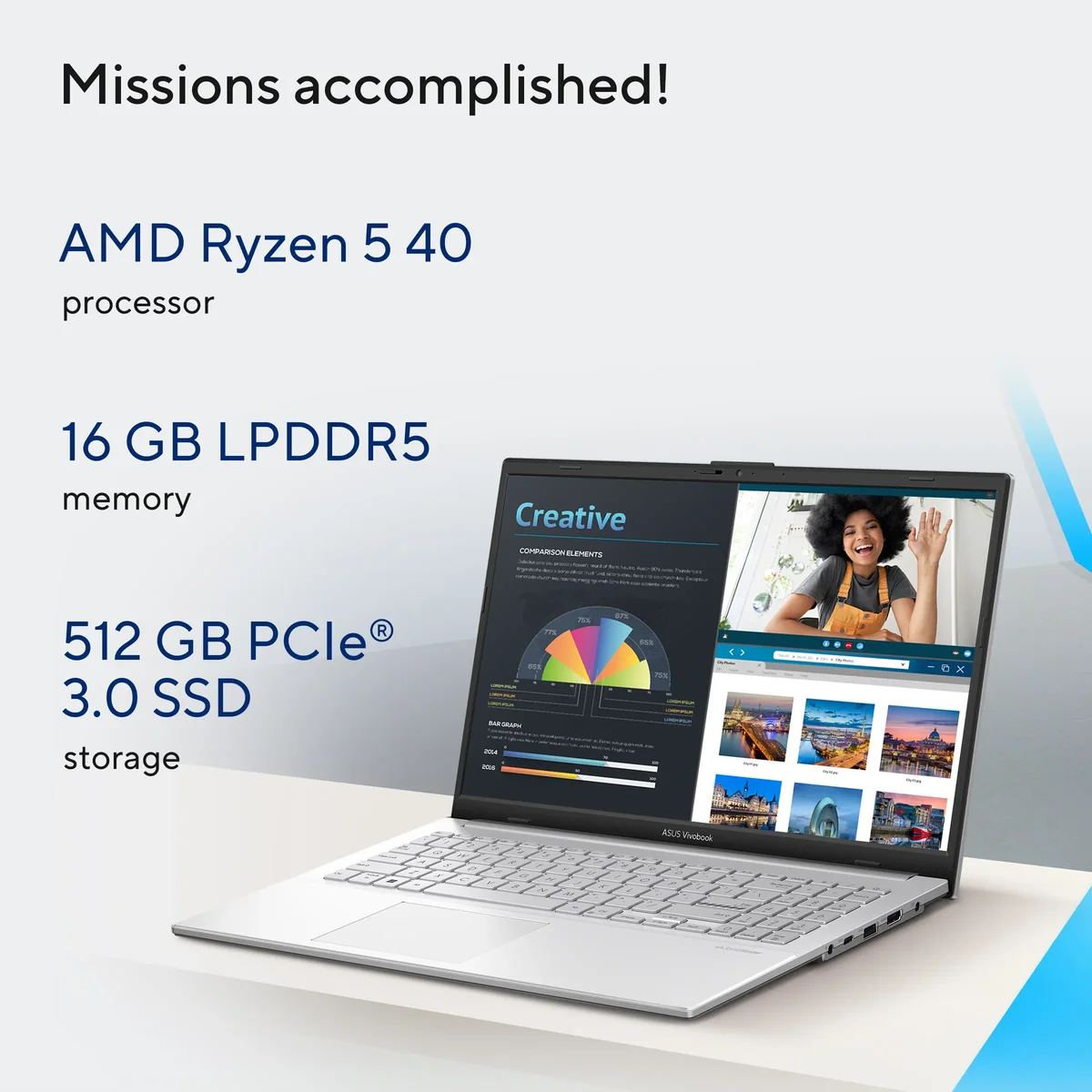 ASUS Vivobook Go 15, Student Laptop, AMD Ryzen 5 40, 16GB LPDDR5, 512GB, AMD Radeon Graphics, 39.62 cm (15.6) FHD, Windows 11 Home with Office Home 2024 + M365 Basic (1 Year Validity), E1504FA-BQ2113WS, 1 Year Warranty image 8