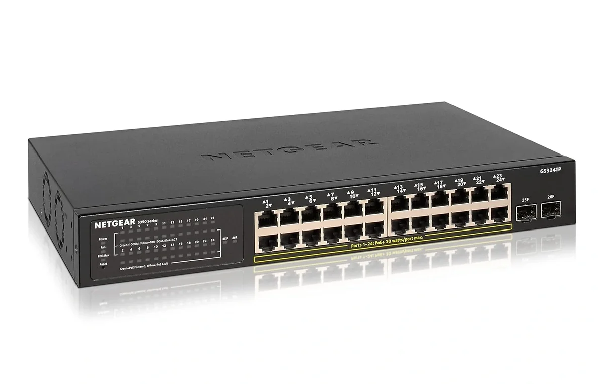 NETGEAR GS324TP 24-Port Smart Managed Pro Gigabit PoE+ Switch | 24 PoE+ Ports