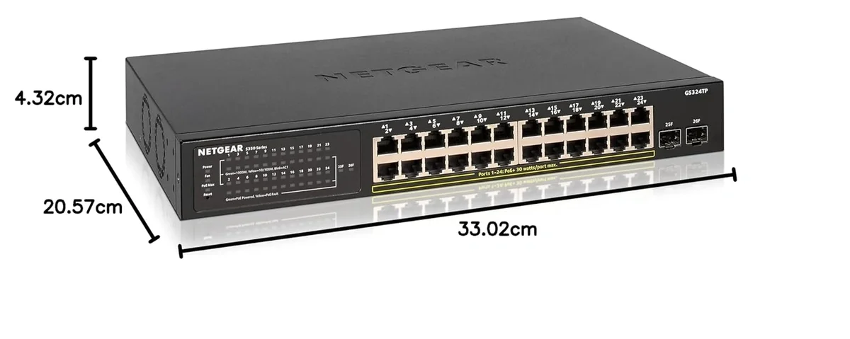 NETGEAR GS324TP 24-Port Smart Managed Pro Gigabit PoE+ Switch | 24 PoE+ Ports, 2 SFP Uplinks, 190W PoE Budget image 2