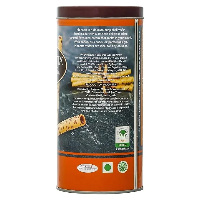 Monetta Salted Caramel Flavored Wafer Rolls - 300g, Crispy & Creamy image 6