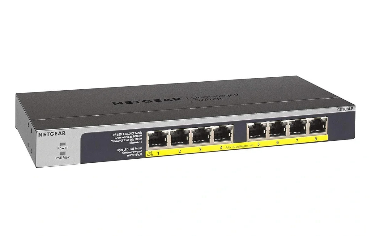 NETGEAR GS108LP 8-Port Gigabit PoE+ Ethernet Switch | Unmanaged Desktop & Wall Mount Network Switch image 5