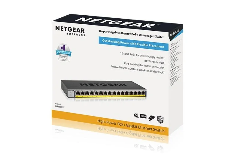 NETGEAR GS116PP 16-Port Gigabit PoE+ Switch | 183W Unmanaged Business Ethernet Switch image 3